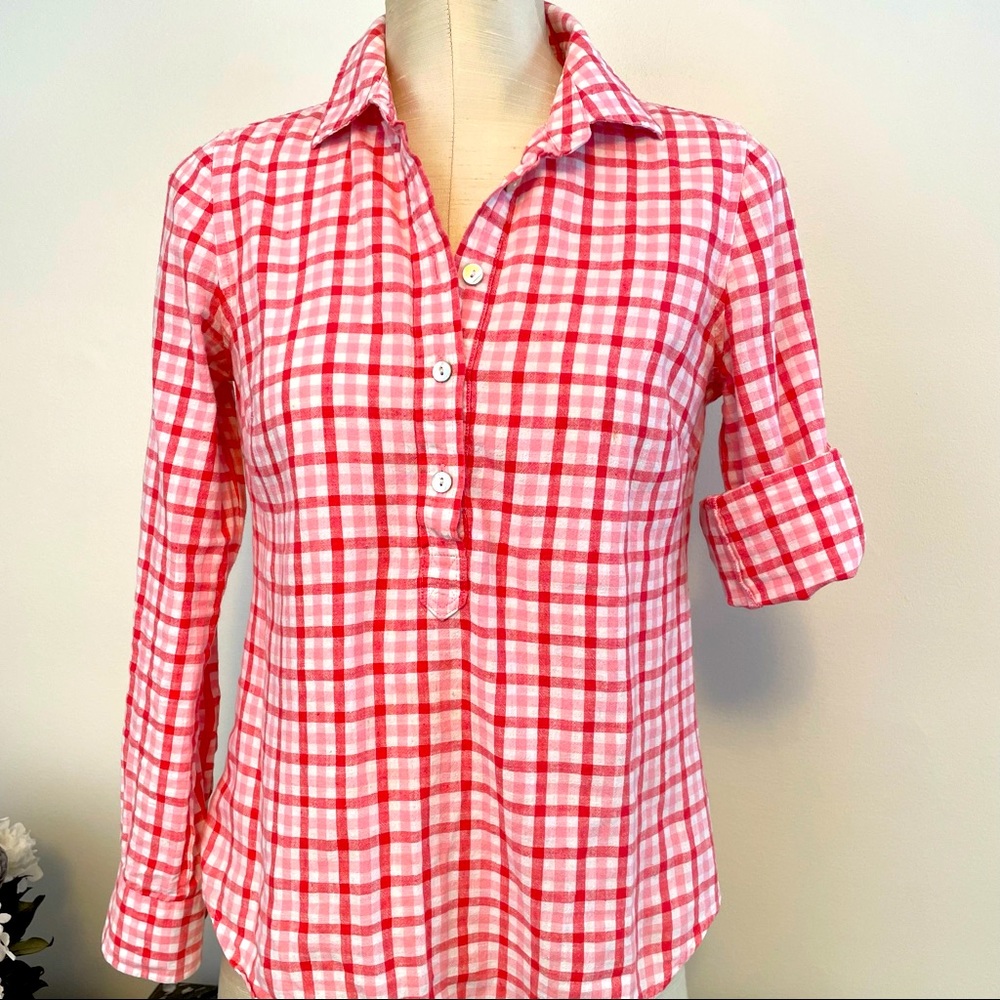 Vineyard Vines linen/cotton plaid shirt -0